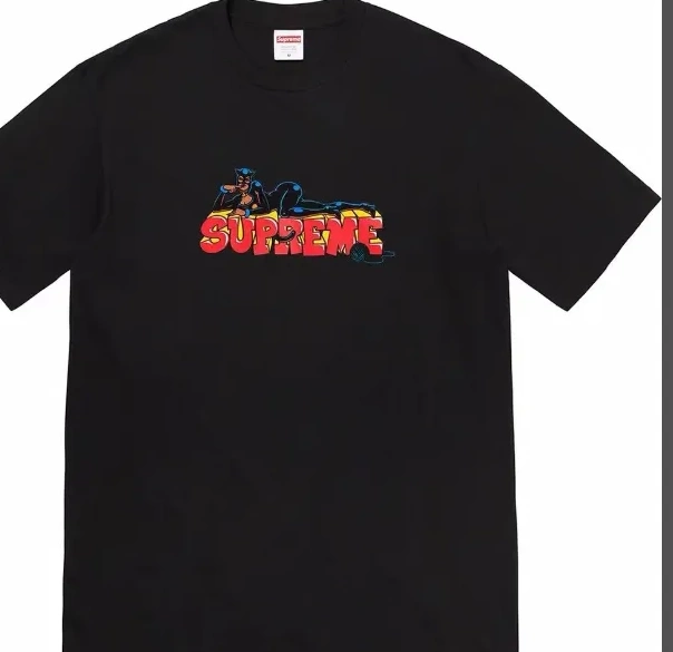 and XL Short M T-shirt L Catwoman 22FW Tee Week White Letter S Printed Sleeve Pattern Black Cartoon 0412